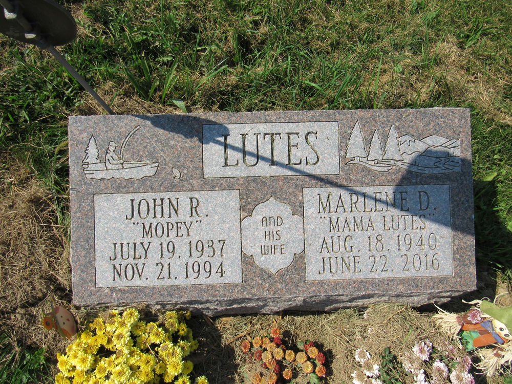 John and Marlene Lutes tombstone
